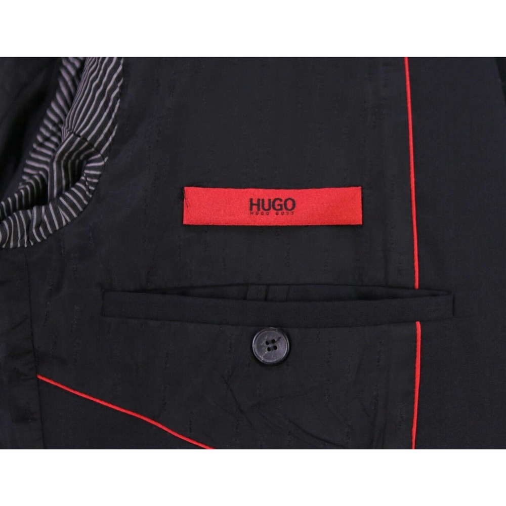 Hugo Boss Red Label Current Solid Black 2-Btn Slim Fit Wool Blazer 38S - Picture 8 of 10